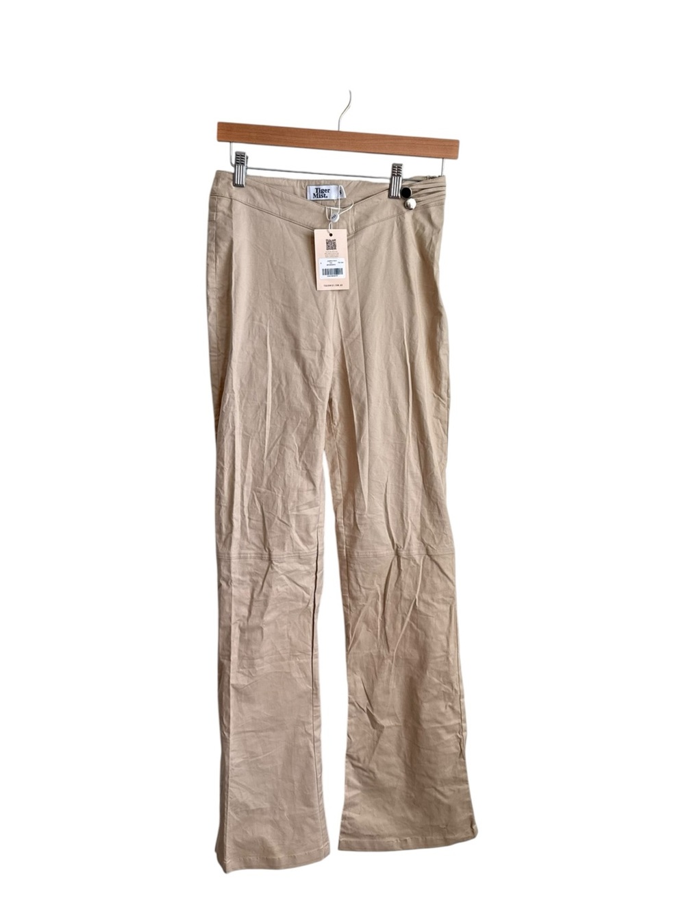 NWT Tiger Mist Jadene Pants Tan Wide Leg V Waist High Rise Trousers S - Picture 4 of 16